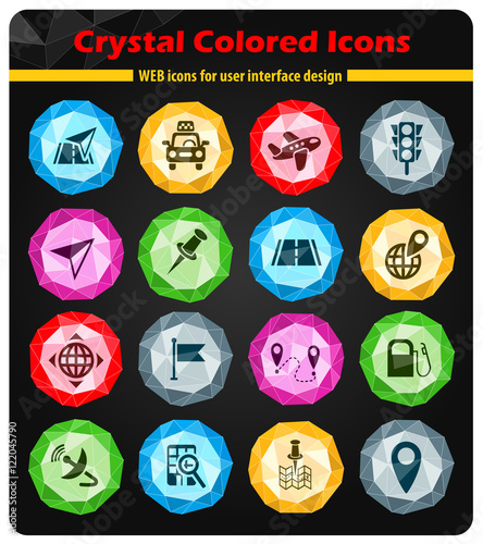 navigation ransport map icon set
