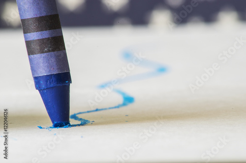 Blue crayon close up