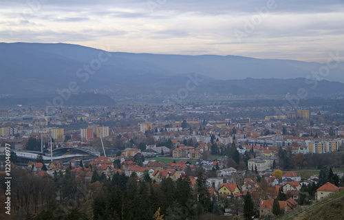 cityscape of Maribor, view from Piramida hill