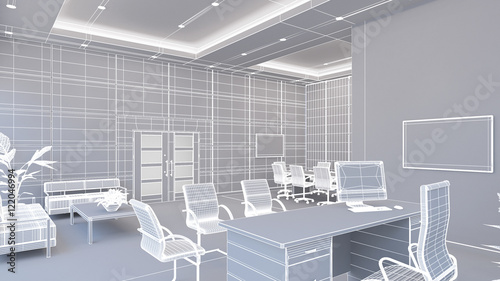 3D Interior rendering of an office © Enrico Lapponi