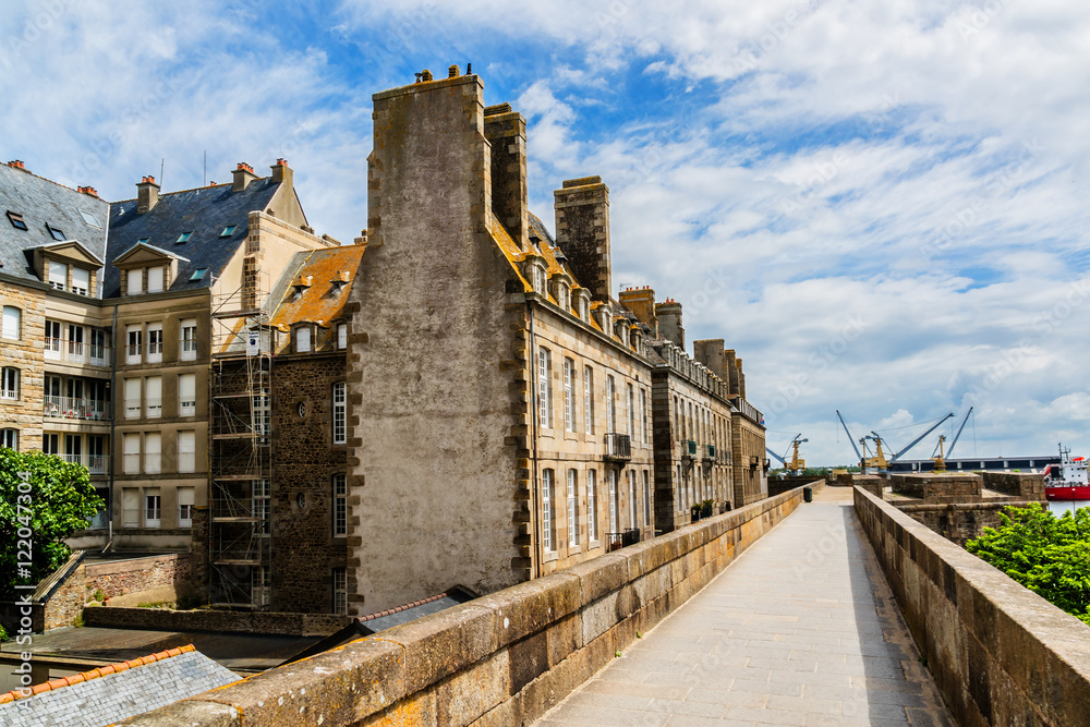 View of ancient port city Saint-Malo. English Channel. France.