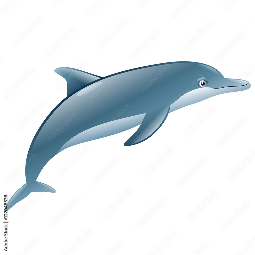 Fototapeta premium Cartoon dolphin jumping