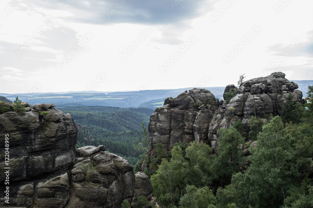 Fototapeta premium Felsformationen, Landschaft Reitsteig, Nationalpark Sächsische Schweiz