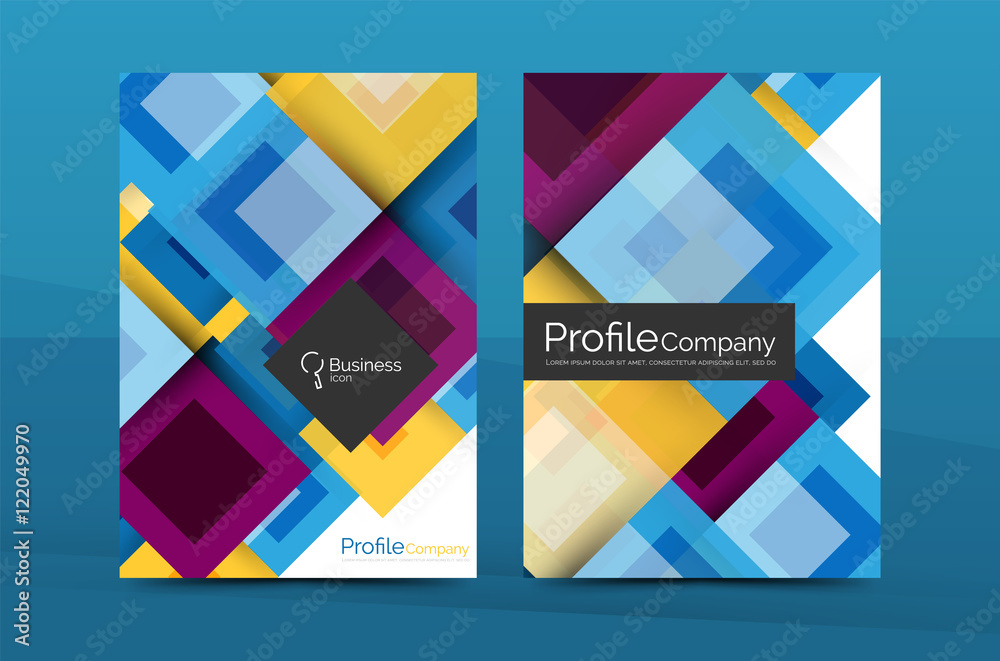 Set of front and back a4 size pages, business annual report design templates