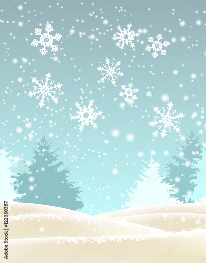 Abstract winter landscape, illustration