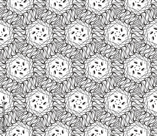 Outline geometric patterns laid out on the hexagonal pattern