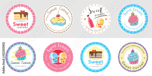 Set of cute sweet bakery badge label and logo for sticker and sign
