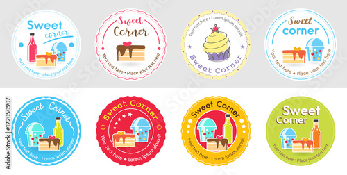 Set of cute sweet bakery badge label and logo for sticker and sign