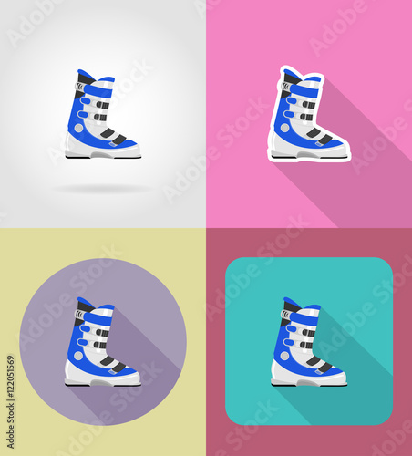 ski boots flat icons vector illustration