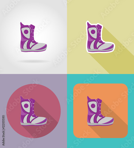 snowboarding boots flat icons vector illustration
