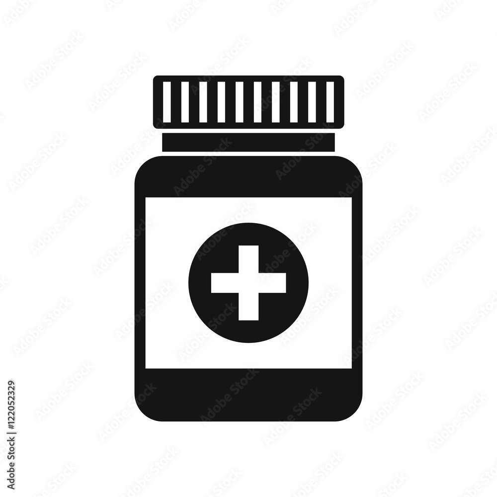 Medicine bottle icon in simple style on a white background vector illustration Medicine bottle icon in simple style on a white background vector illustration
