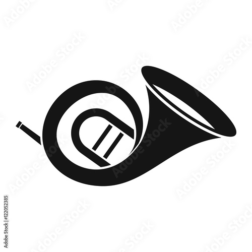 French horn icon in simple style on a white background vector illustration