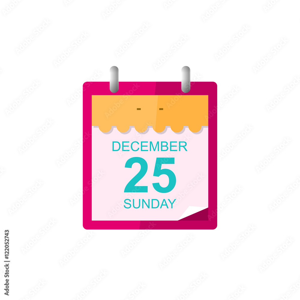 Calendar Leaf Isolated on White Background, Christmas, December 25, Vector Illustration Calendar Leaf Isolated on White Background, Christmas, December 25, Vector Illustration