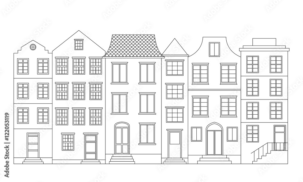 Row of houses, vector illustration