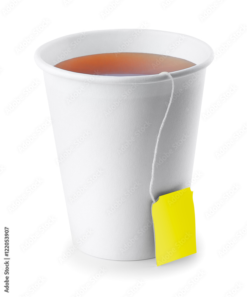 paper cup with black tea isolated on white Stock Photo | Adobe Stock