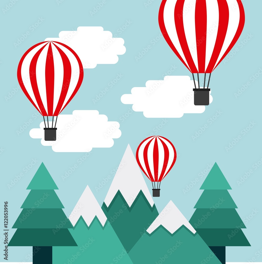Fototapeta premium mountains landscape beautiful icon vector illustration design
