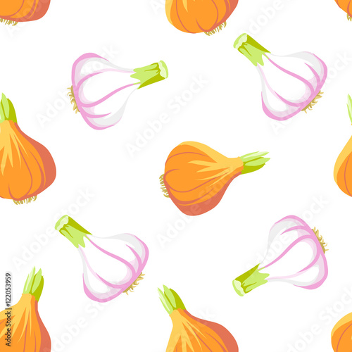vector onion and garlic seamless pattern