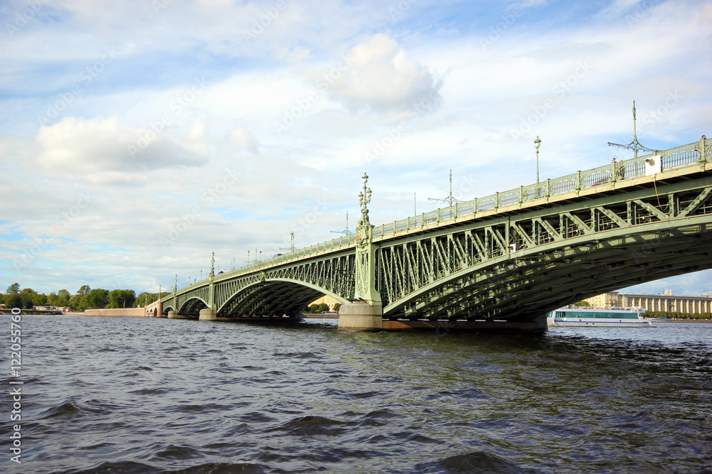 Trinity bridge across the Neva river