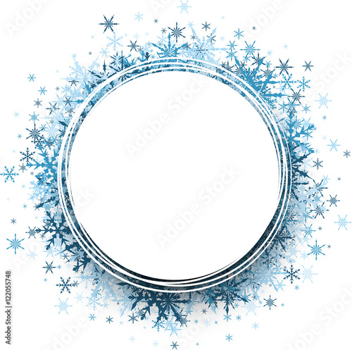 Winter round background with snowflakes.
