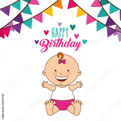 happy birthday celebration card vector illustration design