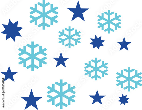 Set of snowflakes and stars