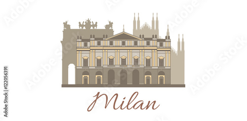 vector template with famous landmarks of Milan