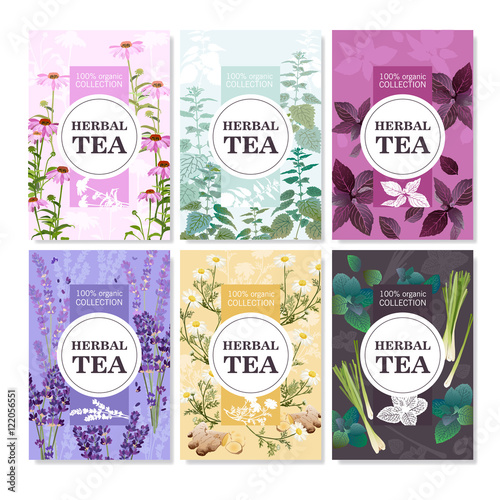 Herbal Tea Colored Banners Set