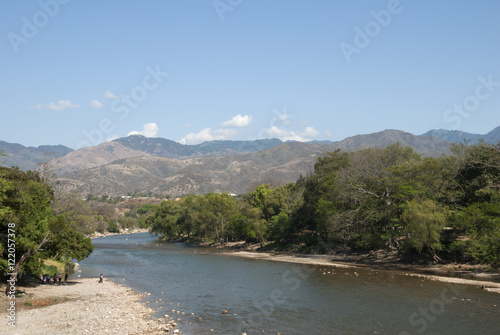 Motagua river in the mountains landscape. Guatemala photo