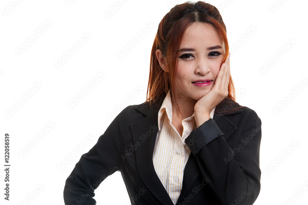 Young Asian business woman got toothache. Young Asian business woman got toothache.