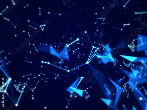 Hi-tech Background With line abstract Connecting Network background, blue polygon theme.