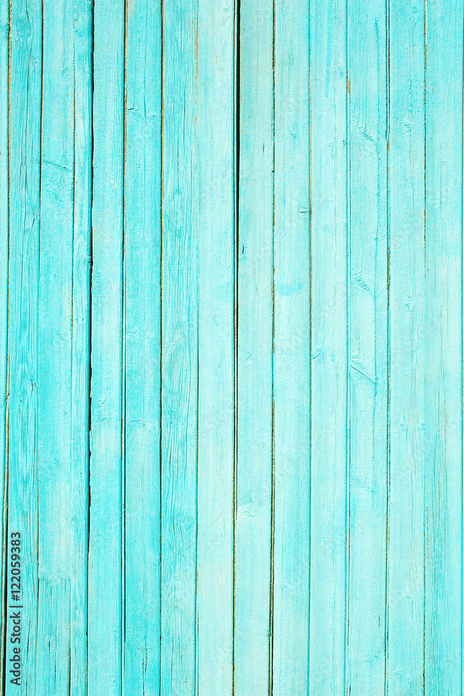 Fototapeta premium Green texture of old paint on wood planks