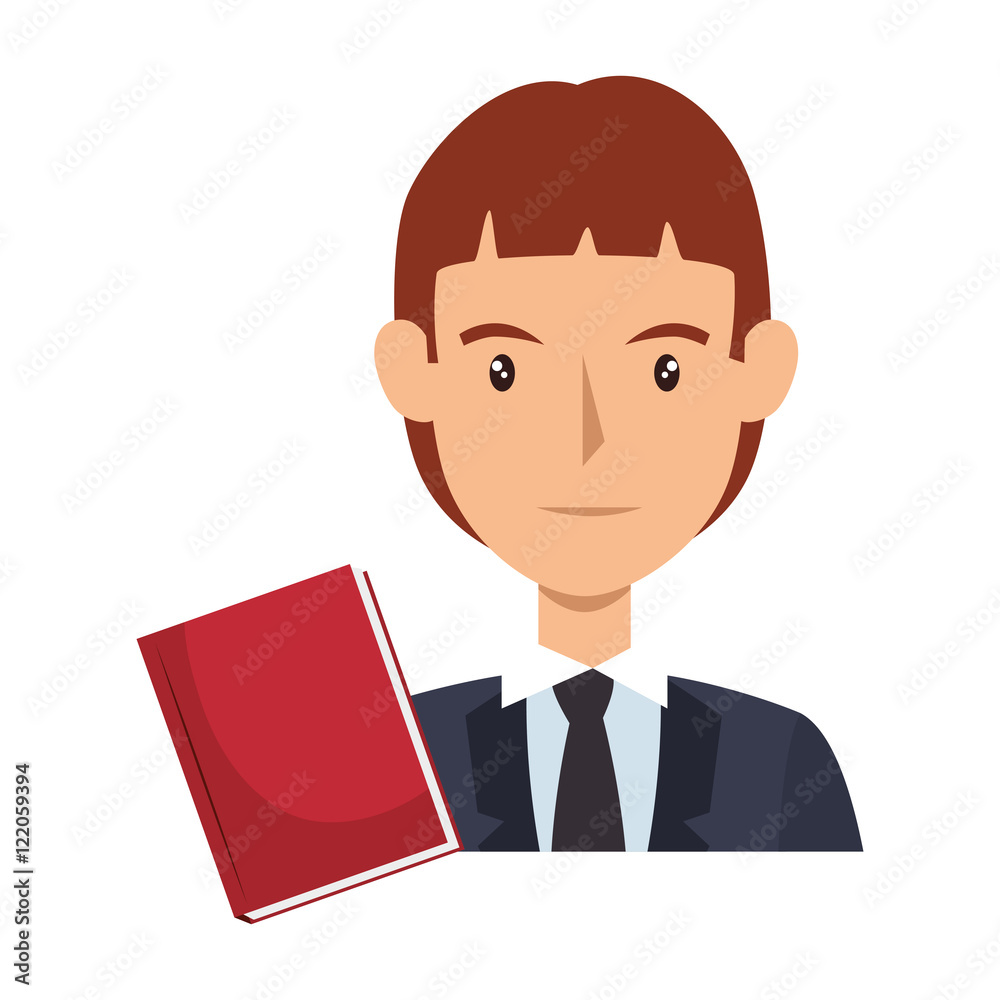 avatar man wearing suit and tie and red notebook cartoon. vector illustration avatar man wearing suit and tie and red notebook cartoon. vector illustration