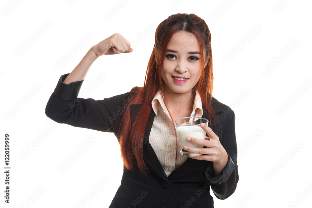 Healthy Asian woman drinking a glass of milk. Healthy Asian woman drinking a glass of milk.