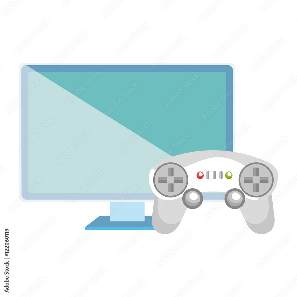 video game control and screen monitor computer technology device. vector illustrator video game control and screen monitor computer technology device. vector illustrator
