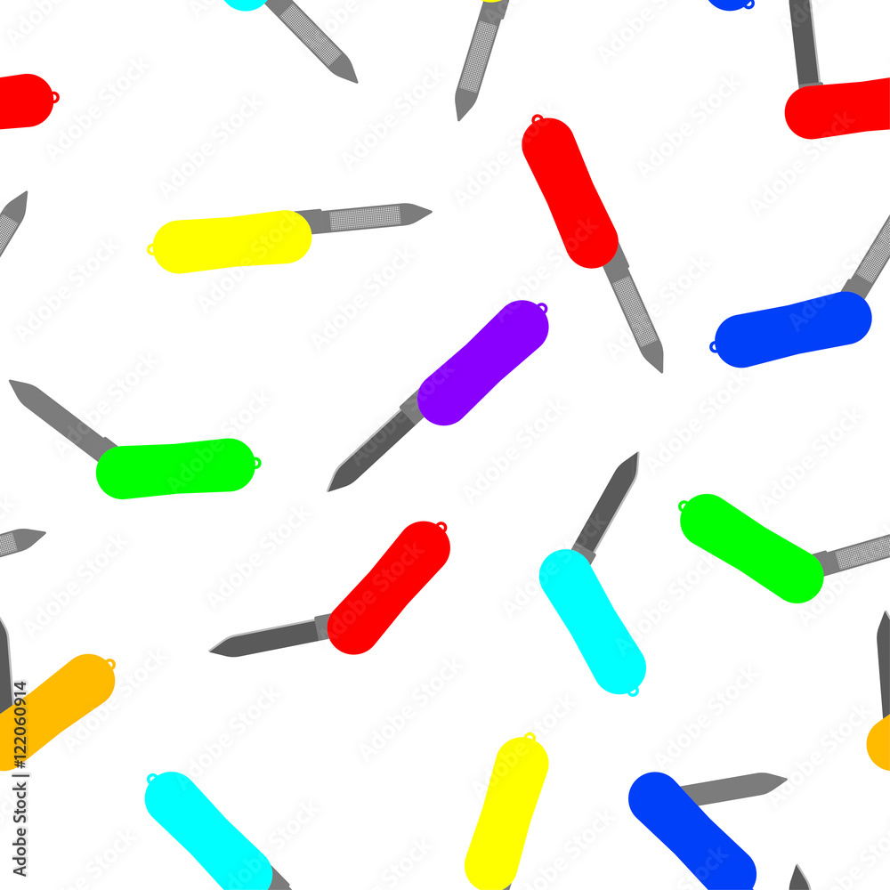 Seamless pattern with color pocket knifes Seamless pattern with color pocket knifes