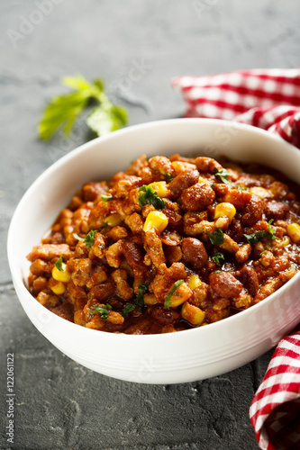 Meat stew with beans and corn