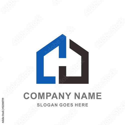 Monogram Letter H Home Architecture Real Estate Building Shape Vector Logo Design Template