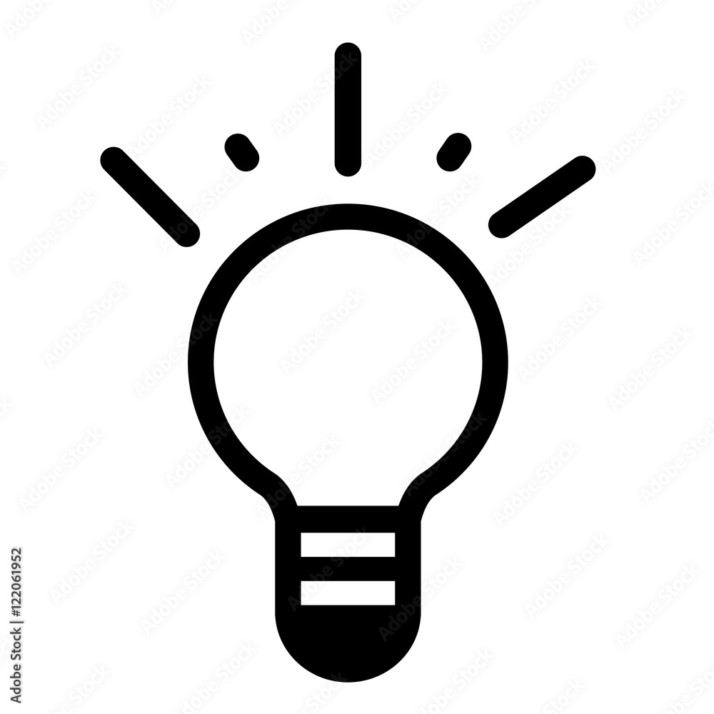 lamp bulb light idea icon black simple on white background
