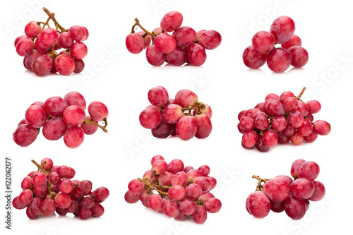 Bunch of red grapes Isolated on white background