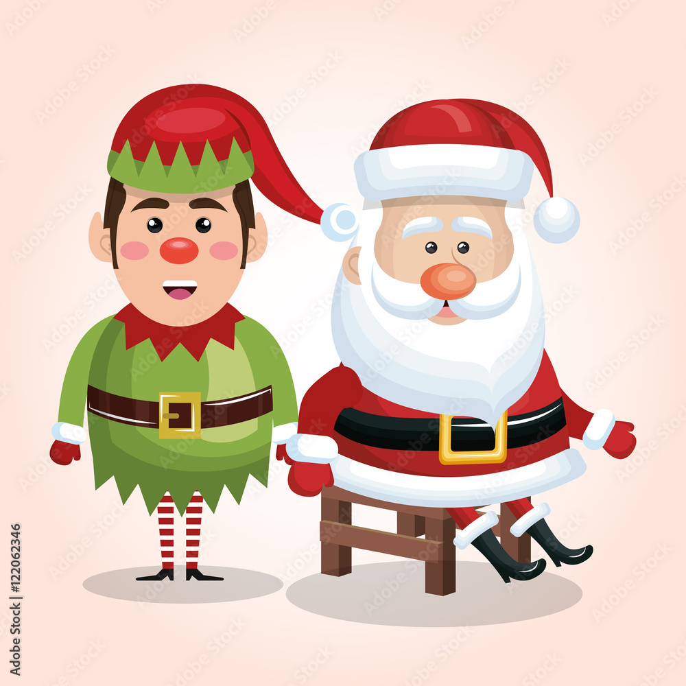 card santa claus sit with elf design isolated vector illustration eps 10 card santa claus sit with elf design isolated vector illustration eps 10