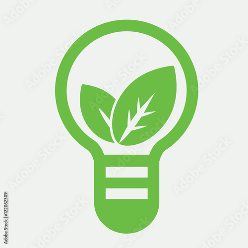 eco bio leaves in lamp idea green icon on white background
