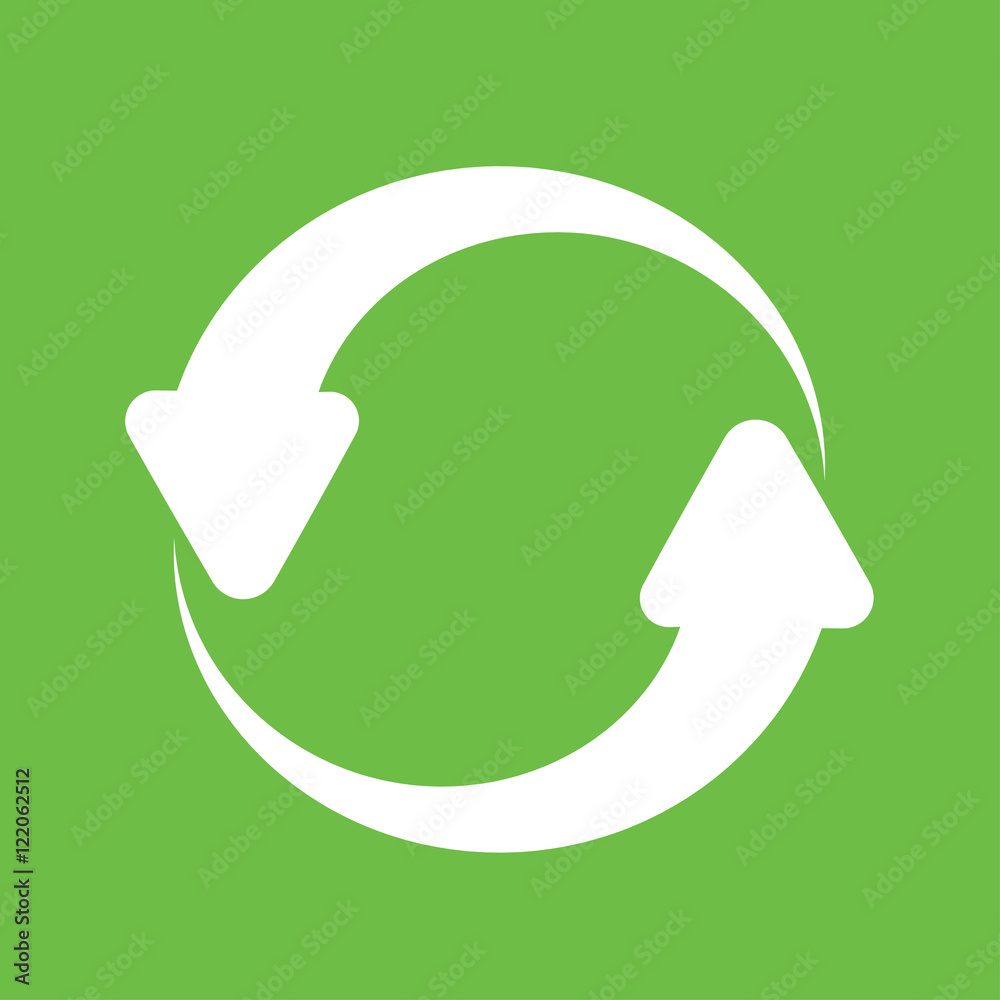 recicle arrow sign white simple icon on green background recicle arrow sign white simple icon on green background