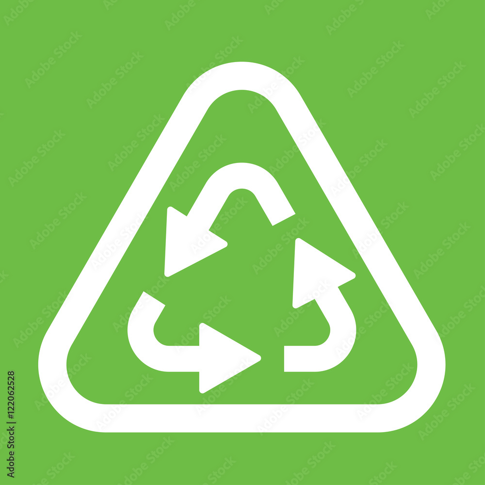 recicle arrow sign white simple icon on green background recicle arrow sign white simple icon on green background