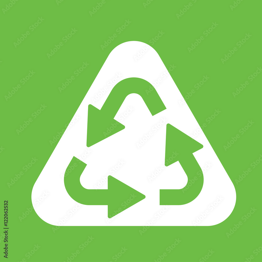 recicle arrow sign white simple icon on green background recicle arrow sign white simple icon on green background