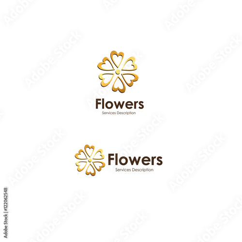 Logo Flores de Corazones Dorados / Corazones de Oro