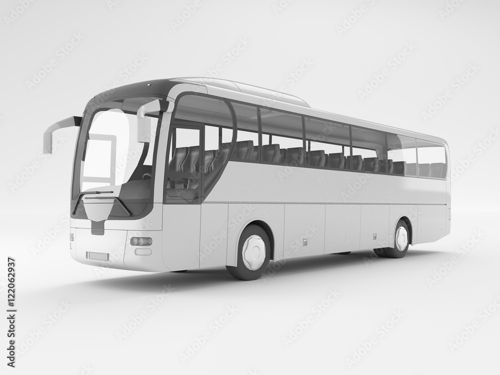 Pullman o bus turistico vuoto bianco e nero