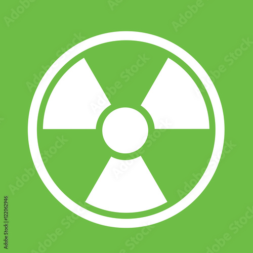 radiation radioactive sign white simple icon on green background