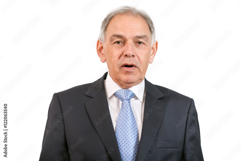 Mann als Beamter, Vertreter oder Verkäufer spricht Mann als Beamter, Vertreter oder Verkäufer spricht