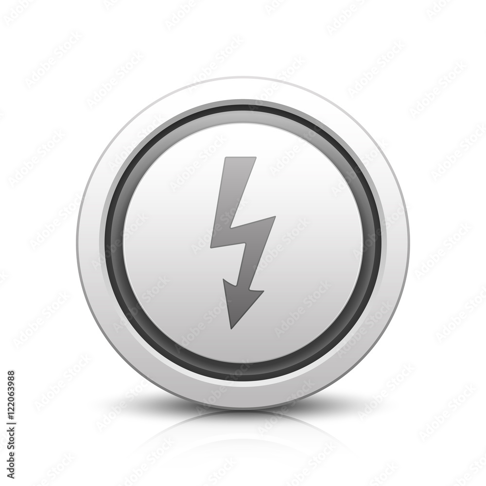 Lightning arrow – Light gray button with reflection & black Lightning arrow – Light gray button with reflection & black