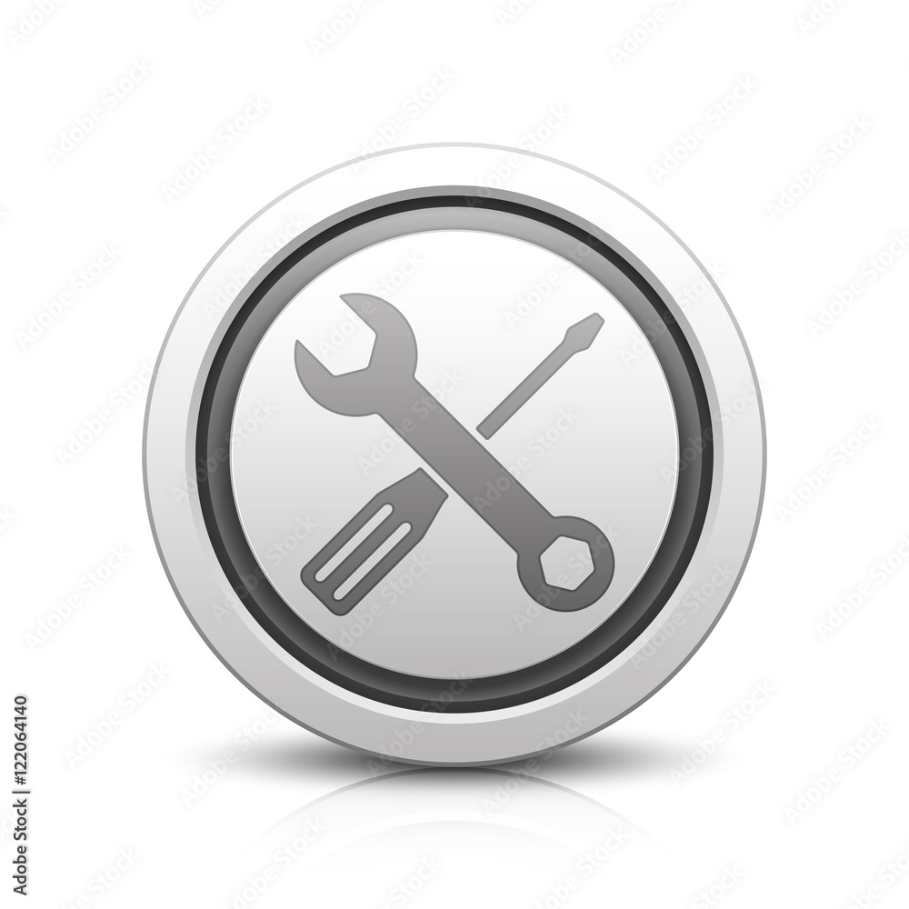 Spanner & Screwdriver – Light gray button with reflection & black Spanner & Screwdriver – Light gray button with reflection & black